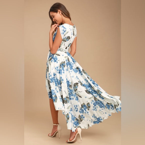 White Floral Print High-Low Dress - Picture 2 of 5